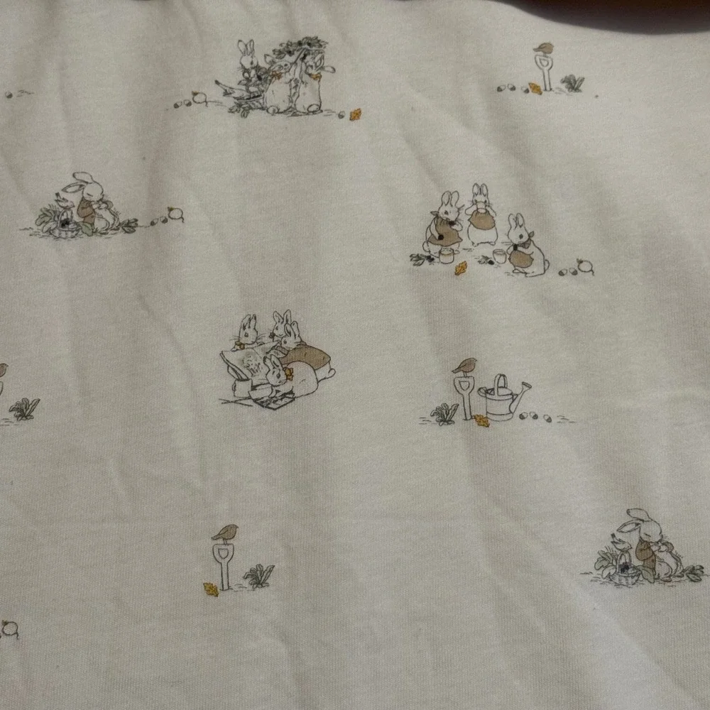 Beatrix Potter Peter Rabbit Baby Blanket Ivory Fleece Cotton Reversible 28x34